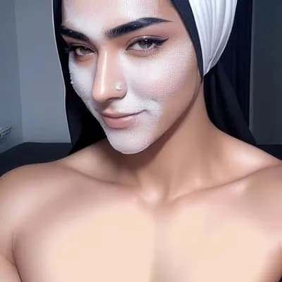 AI generated video: man with semen on face. smiling. happy.