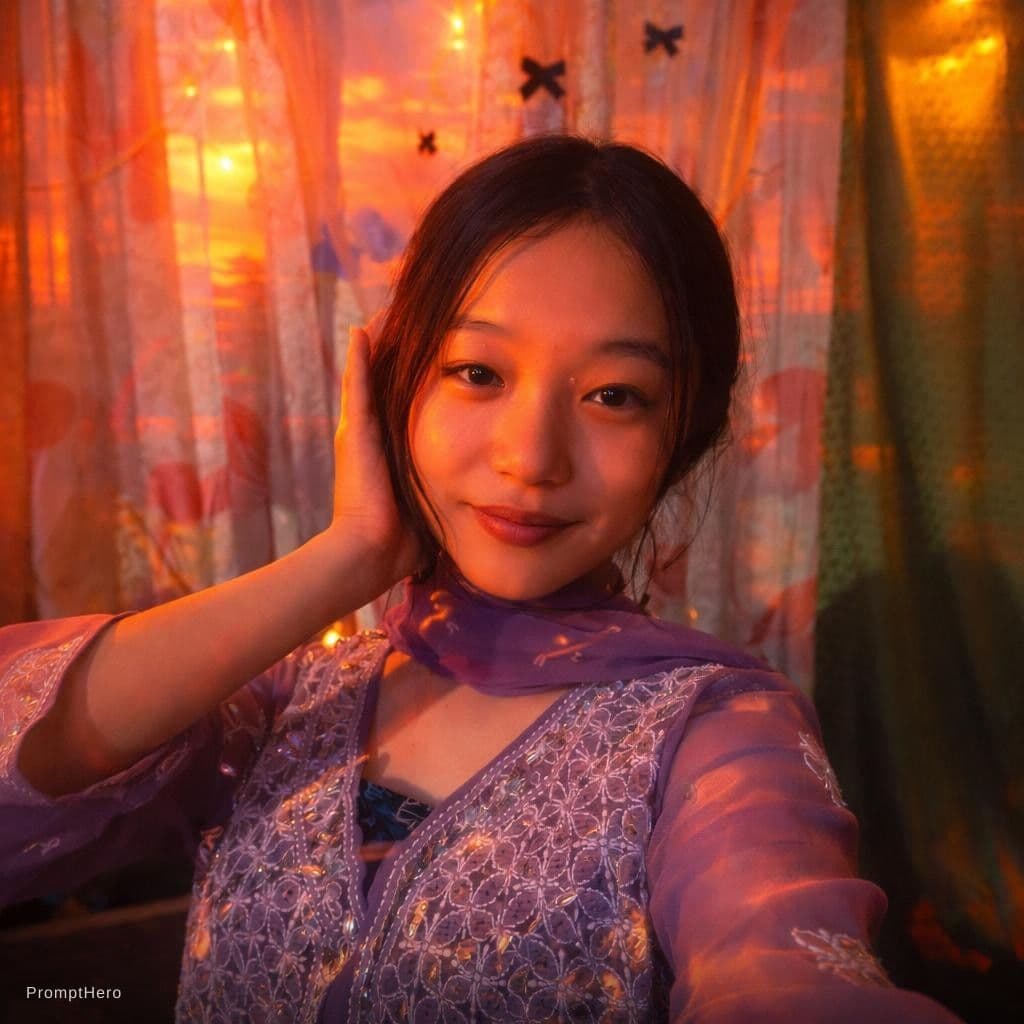 AI generated: Beautiful sunset reflection on picture 
