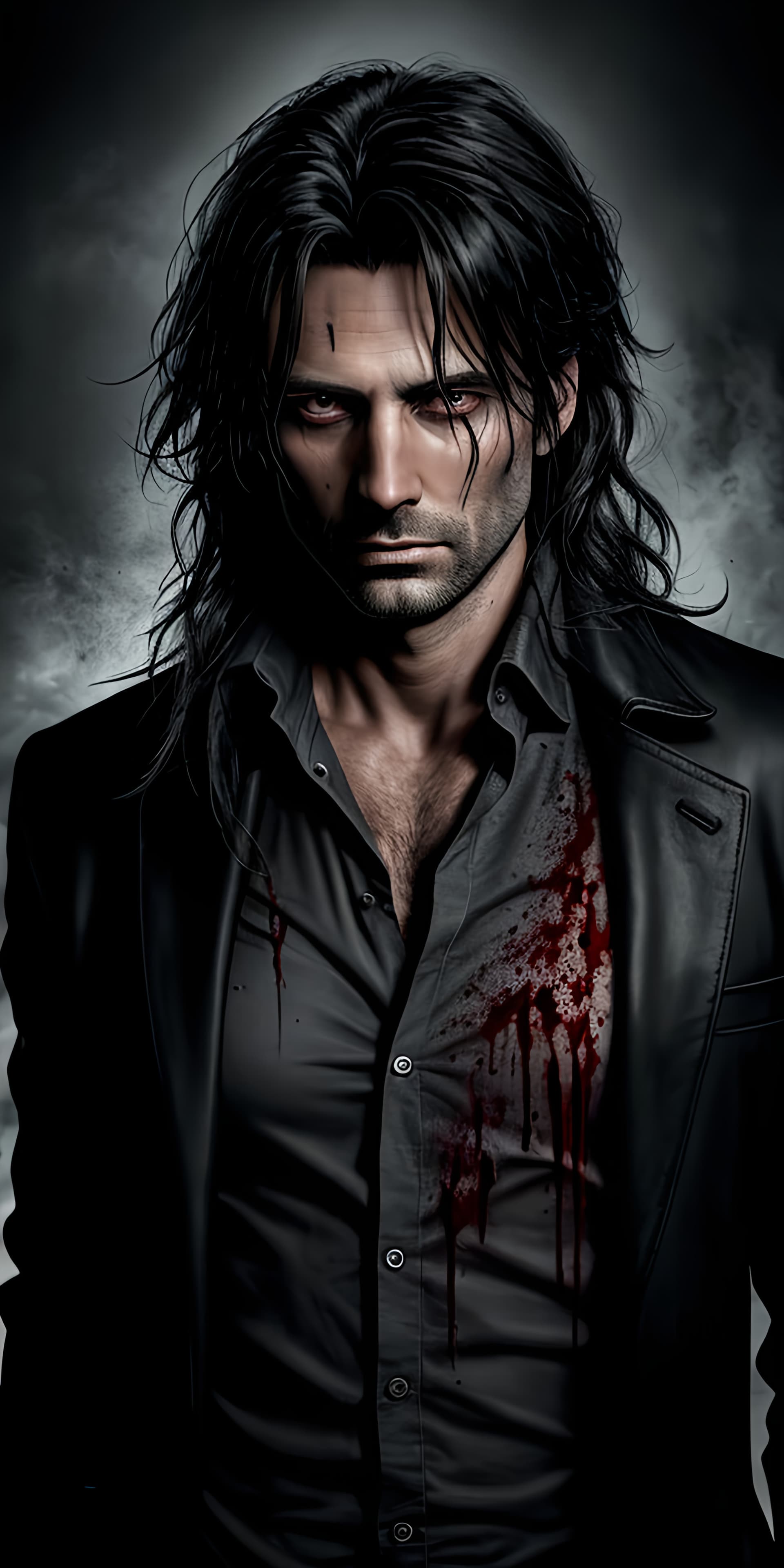 AI generated: A creepy portrait of Alan Wake's Evil Double, Mr. Scratch, a supernatural serial killer, evil doppel...