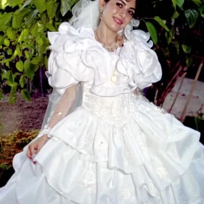 AI generated video: beautiful bride walking away