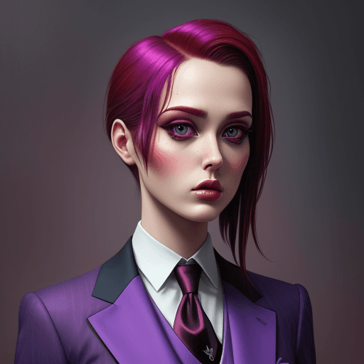 AI generated: bird wearing suit and tie, in the style of oliver wetter, violet and red, sumatraism, ultrarealistic...