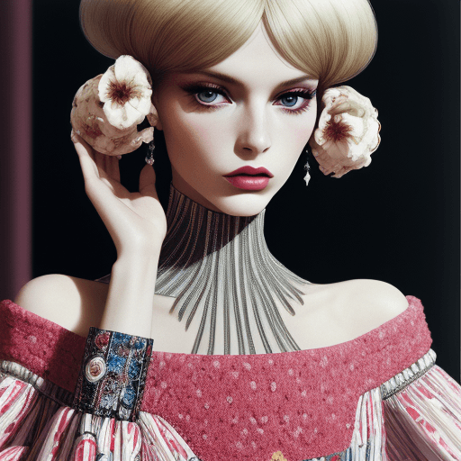 AI generated: high fashion vogue print ad, 1967, couture editorial shot, 8k archival print, by adrienn Henczné Deá...