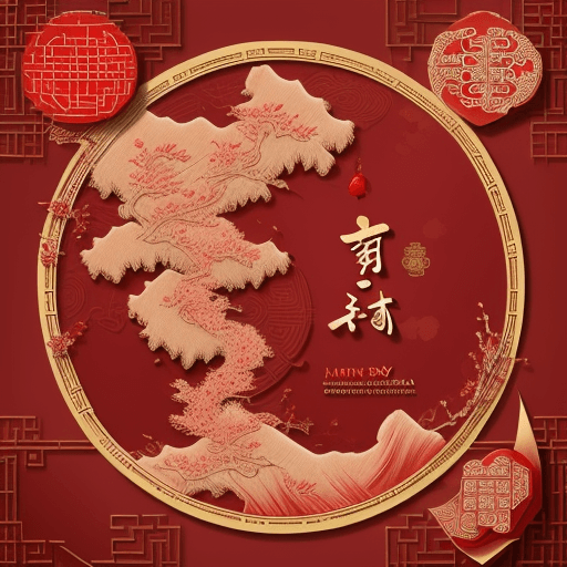 AI generated: Oriental, China, New Year's card, red, base map