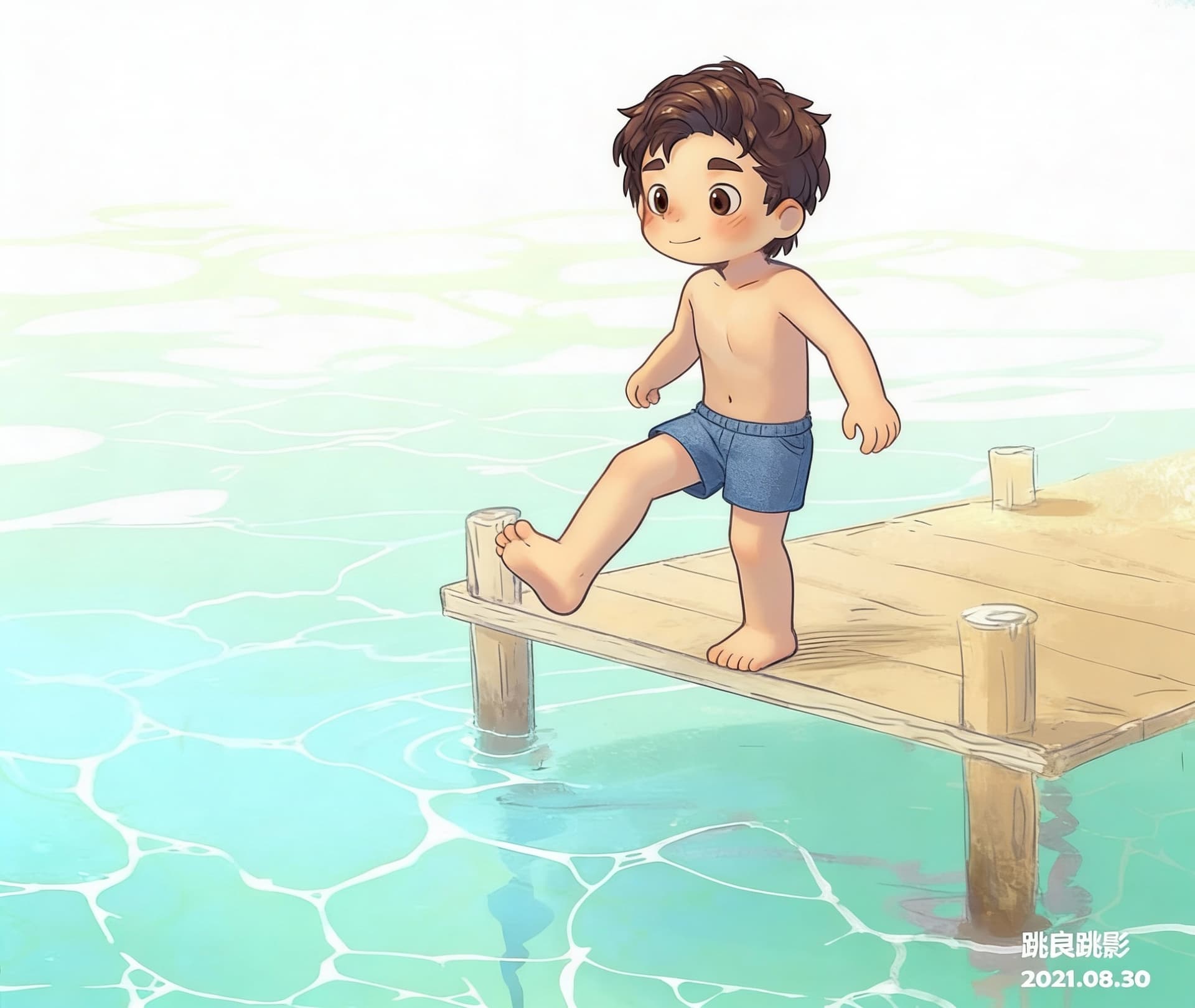 AI generated: Create image same character, make the difference pose at ocean.