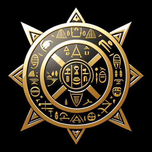 AI generated: egyptian hieroglyph shield  vector art  ,only symBols