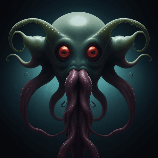 AI generated:  high quality foto of a scary alien with no eyes, as mouth tentacles, long tentacle everywhere on th...