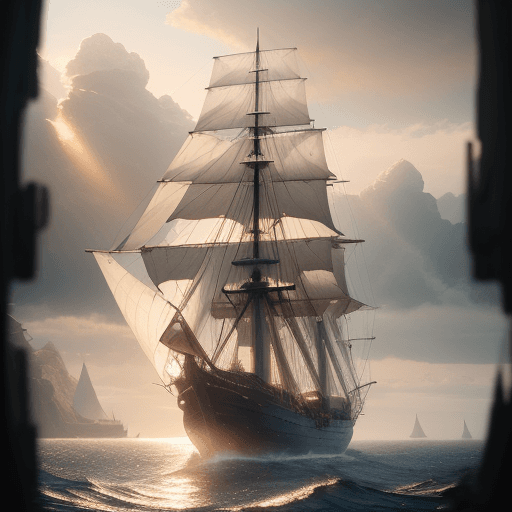 AI generated: Photo of a ultra realistic sailing ship, dramatic light, pale sunrise, cinematic lighting, battered,...