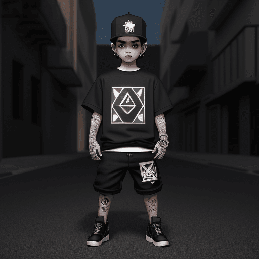 AI generated: 3d render kid, wearing streetwear clothes and diamond jewlry, transparent background, street art, ta...