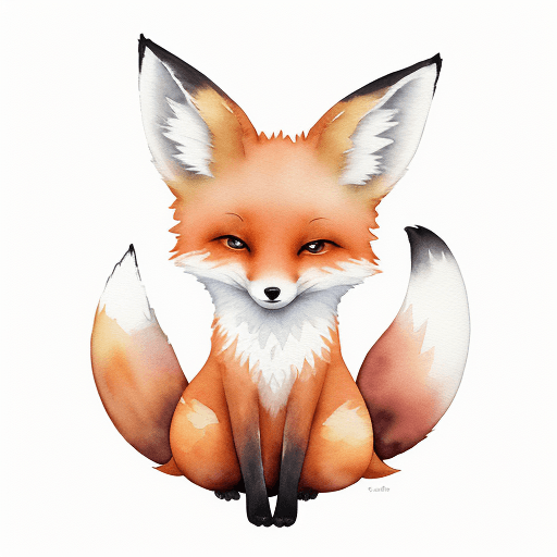 AI generated: Unique and creative, Soft watercolor print with cute FOX,