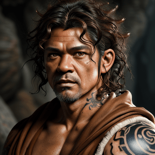 AI generated: Photo of a ultra realistic portrait, dramatic light, middle aged male satyr, tan skin tone, curly br...