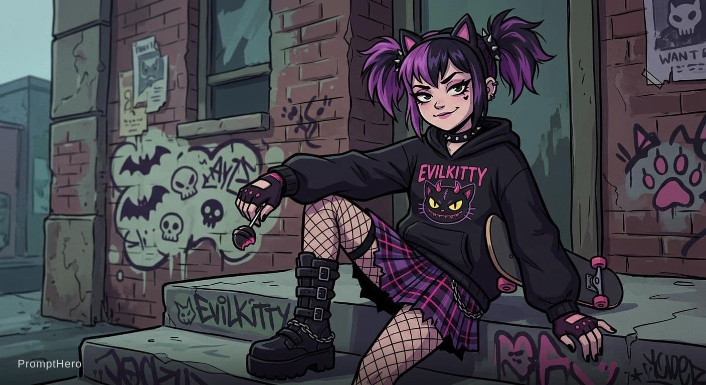 AI generated: Evilkitty style girl