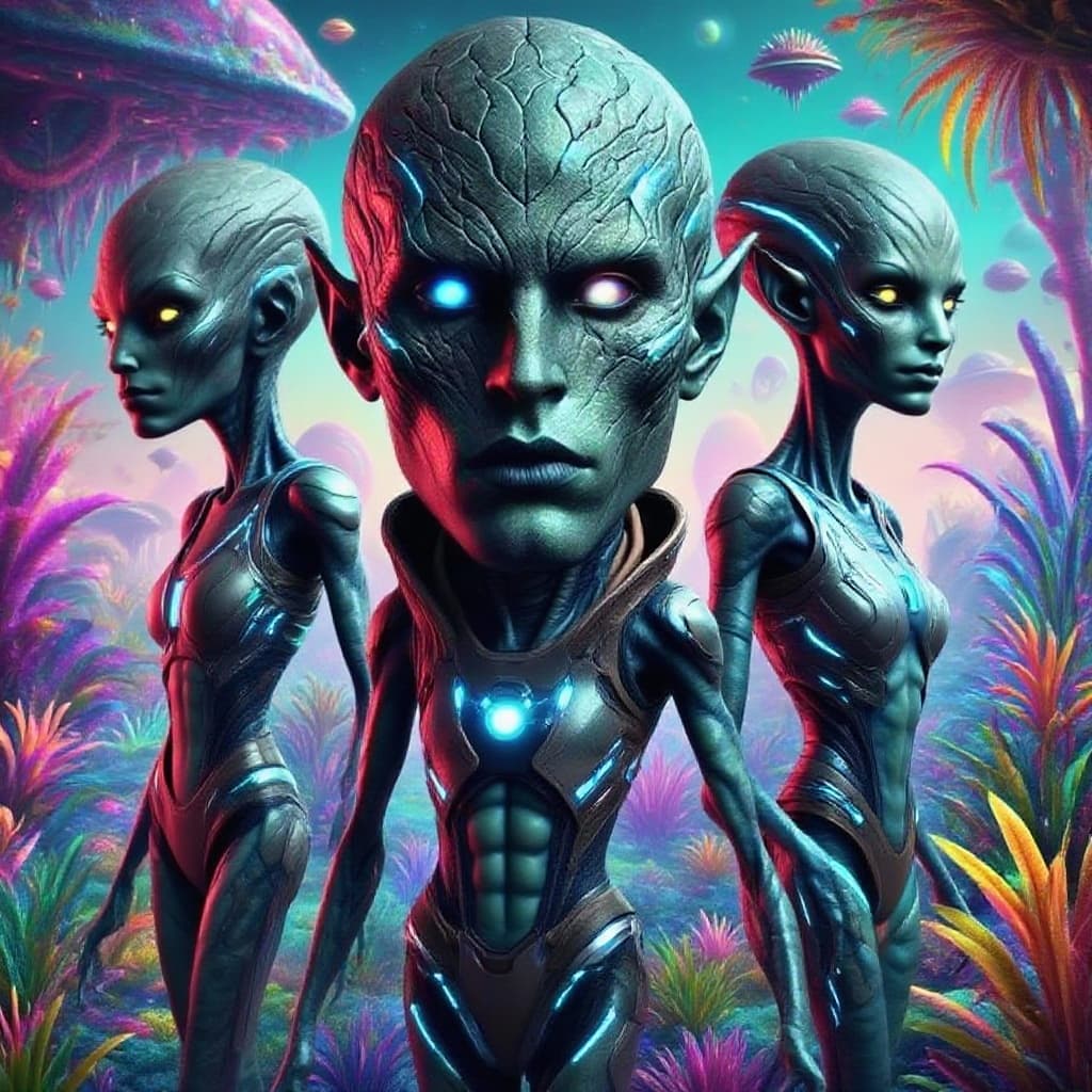 AI generated: Create a new species from this original. Alter with other worldly backdrop, repose the character. If...