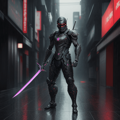 AI generated: futuristic armored ninja wielding sword, full body, insanely detailed and intricate, photography, re...