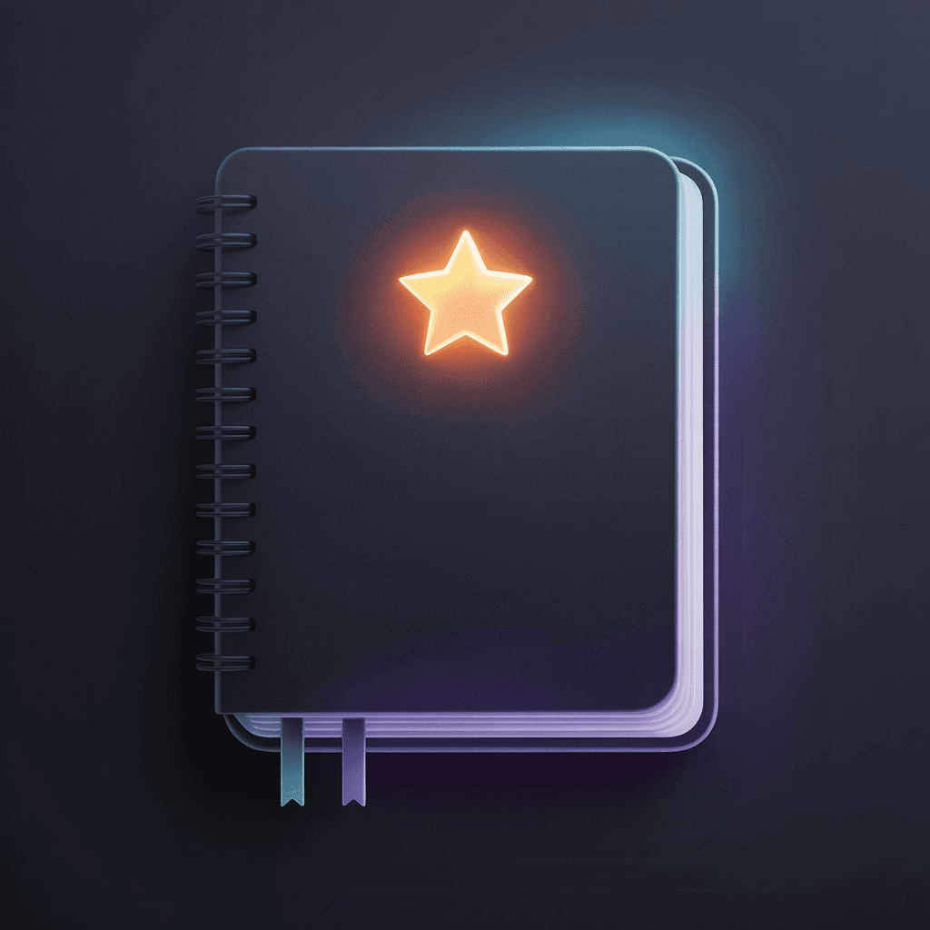 AI generated: “A sleek, minimal digital notebook page with a prominent glowing star placed at the top corner, symb...