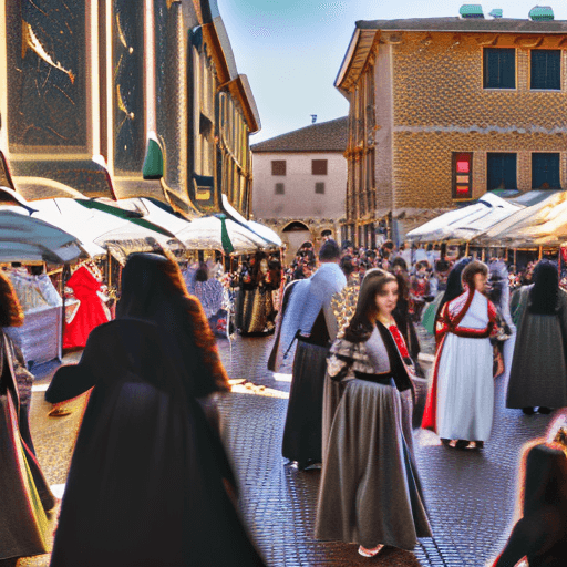 AI generated: High resolution photography Medieval setting Medieval Era Middle Eastern Dancing Woman Long Black ha...