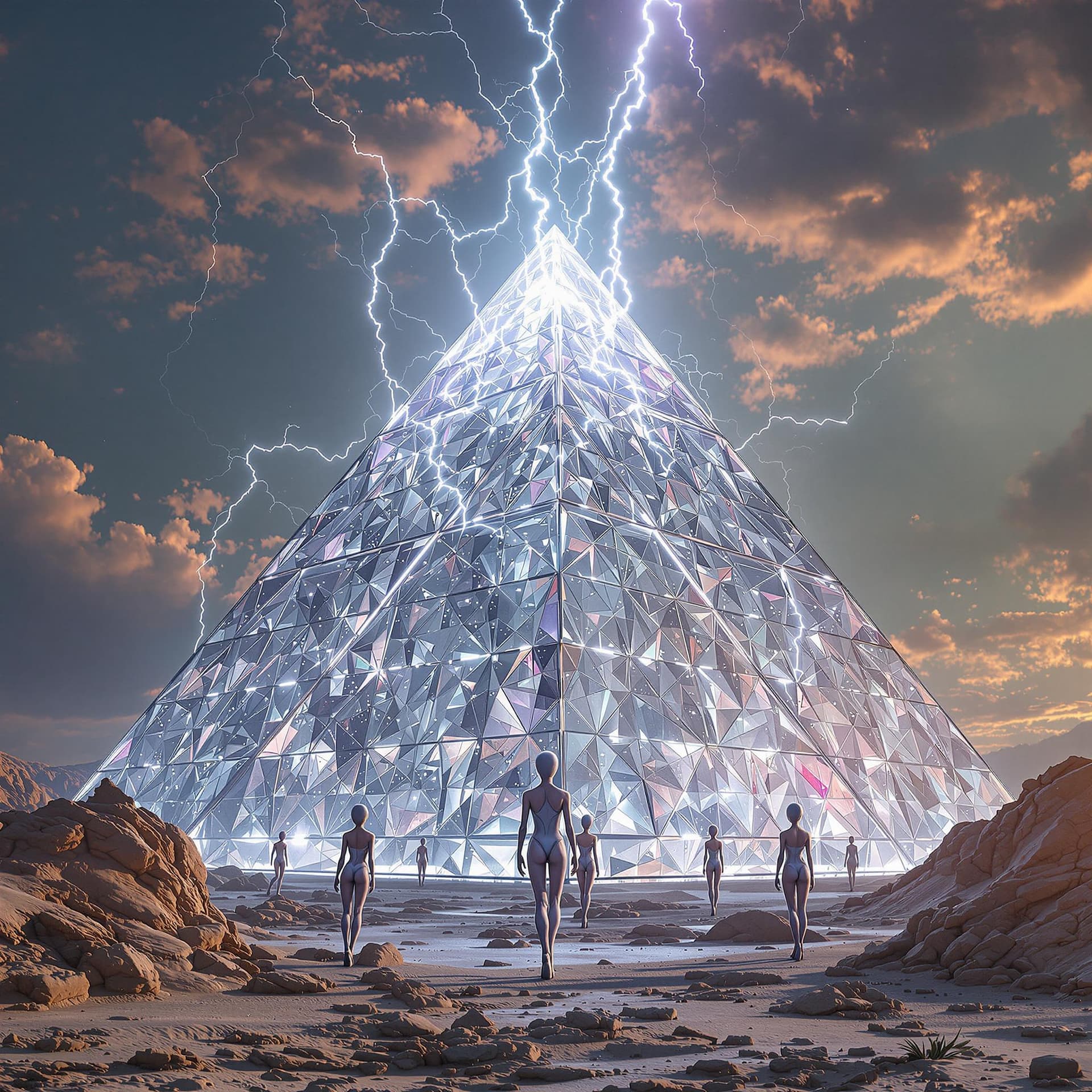 AI generated: After realizing it is a great place to build clear pyramids, which are surreal, trippy, and highly d...