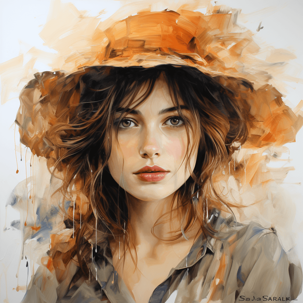 AI generated: a stunning watercolor painting on canvas of a beautiful woman, in the style of Claude Monet :: 4 Giv...