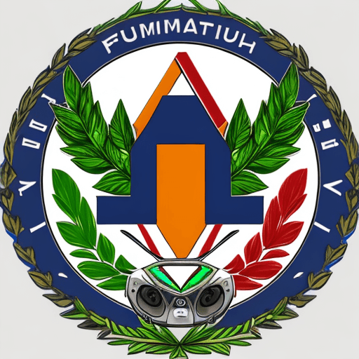 AI generated: Colored logo with laurel wreath and FPV drone in the center