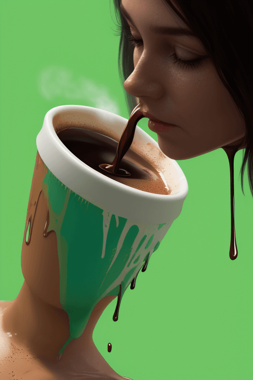 AI generated: Impactful composition, dripping (neon:0.4) (coffee:0.4) (heat splash:0.4) paint across the shape of ...
