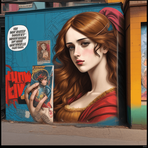 AI generated: ((((Text:"UNCUT"text)))), Comic Book Vibrancy, Forced Perspectives, Street art, (Pre-Raphaelite Beau...