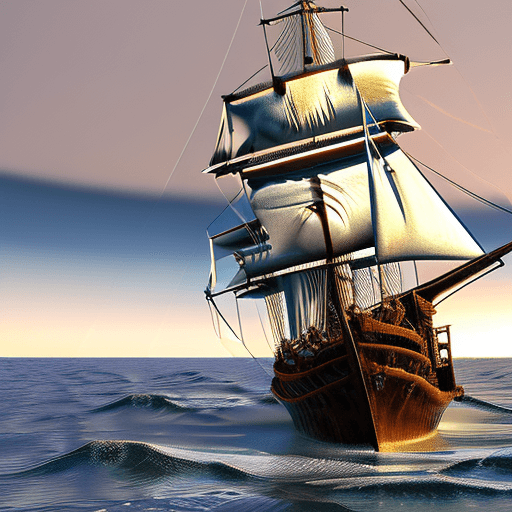 AI generated: Photo of a ultra realistic sailing ship, dramatic light, pale sunrise, cinematic lighting, battered,...