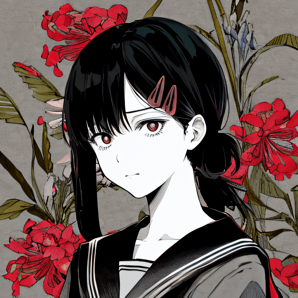AI generated: ligne claire makima,masterpiece, best quality, flat color, limited palette, low contrast, 1girl, ser...