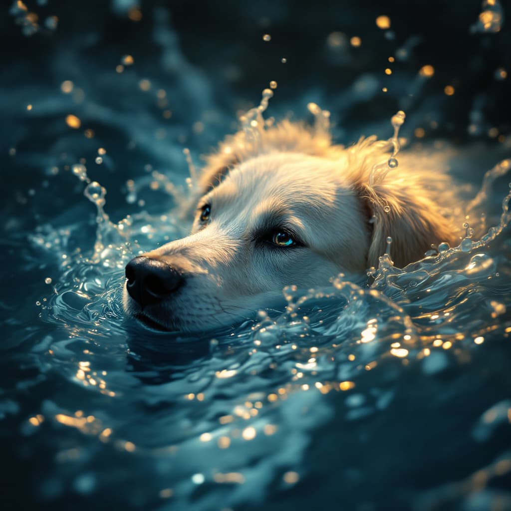 AI generated: liquid otherworldly cool dreamy dog, cuddly, arrogant, powerful, high fantasy, epic, cinematic, inte...