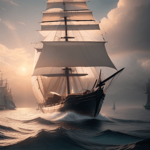 AI generated: Photo of a ultra realistic sailing ship, dramatic light, pale sunrise, cinematic lighting, battered,...
