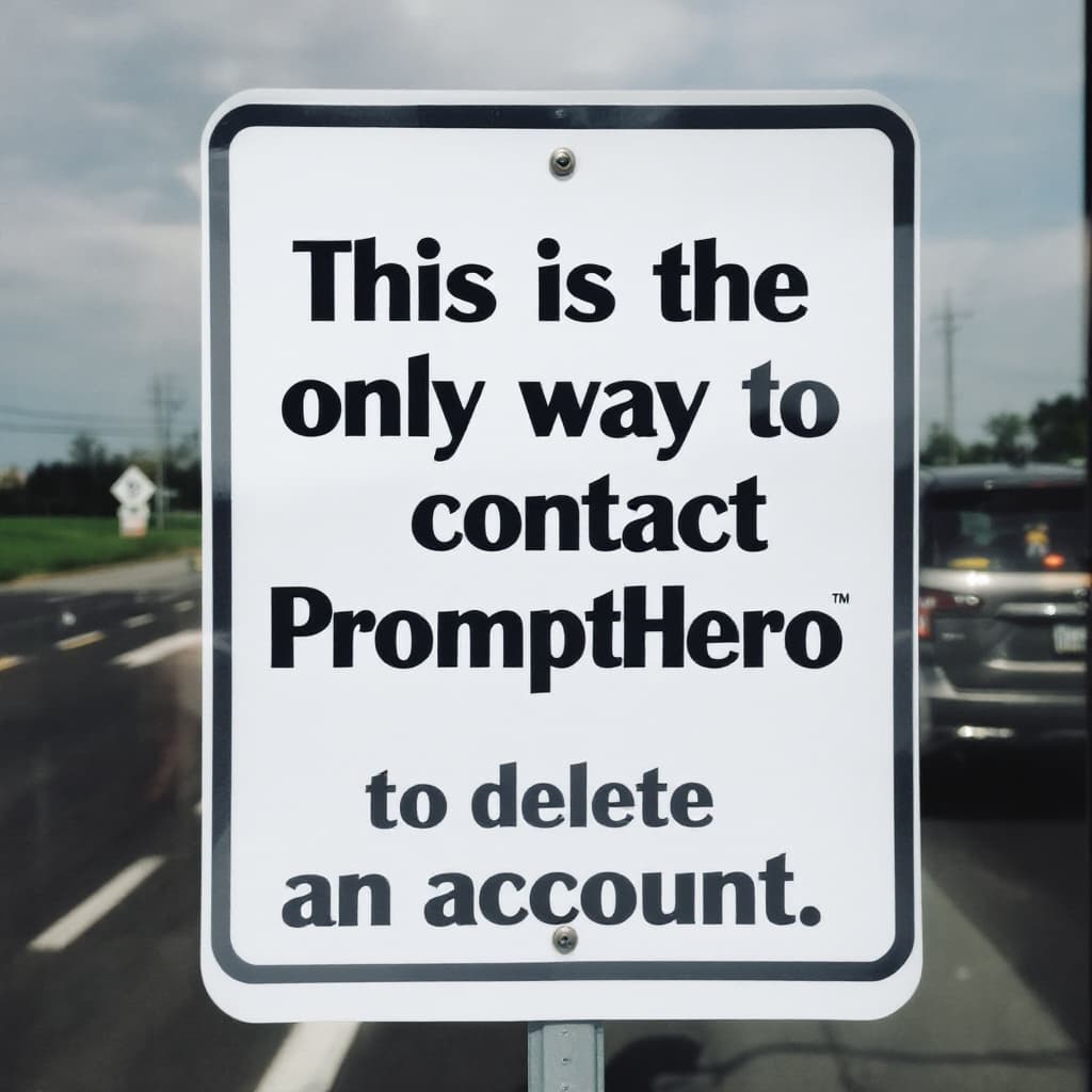 AI generated: I would like a sign that says

"This is the only way to contact PromptHero to delete an account." 