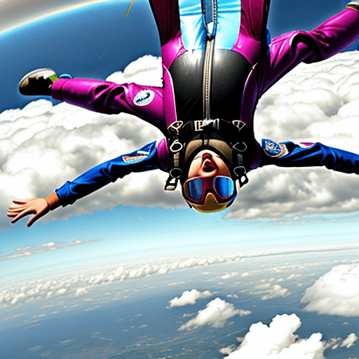AI generated: Skydiver falling through the clouds