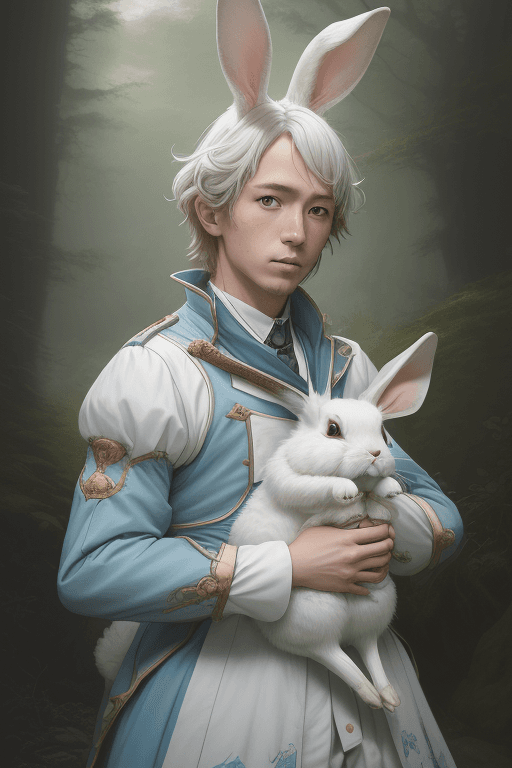 AI generated: the anime rabbit character holding a piece of paper as an animal, in the style of max rive, detailed...