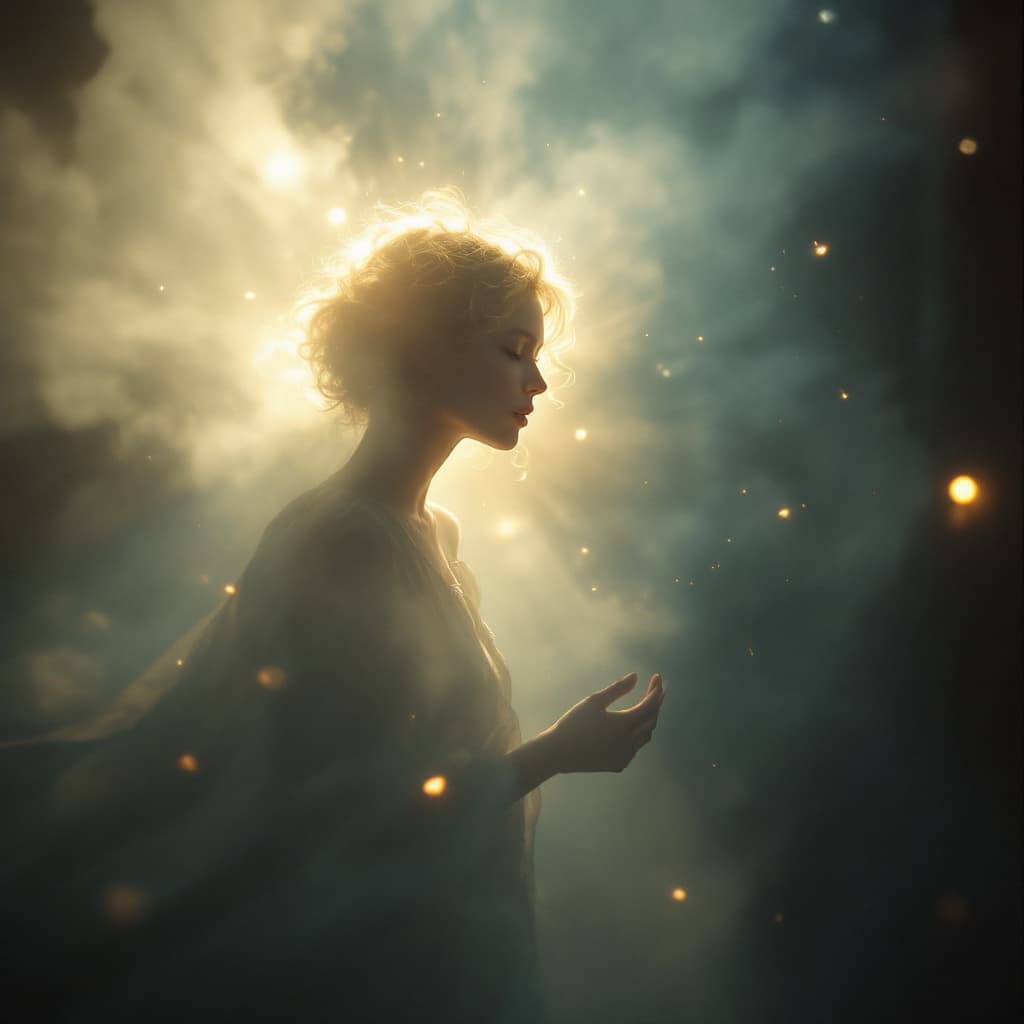 AI generated: A fine art, hyper-realistic, cinematic image  a bright light in univeerse

The lighting is soft and ...