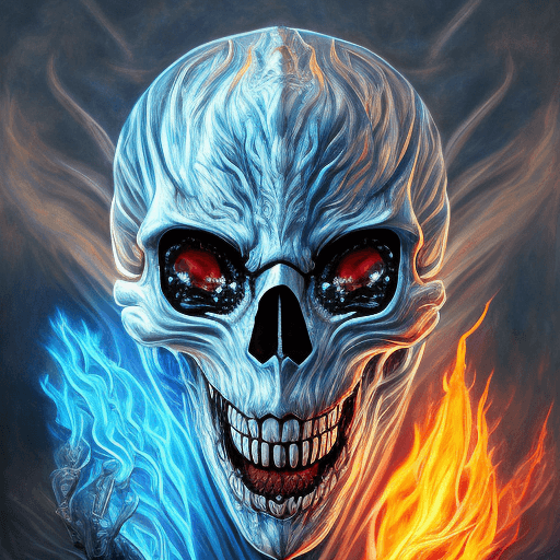AI generated: Crystal devil skeletorn, Up Close, pov, pointing sharp Teeth, demonic angry looking, one White Cryst...