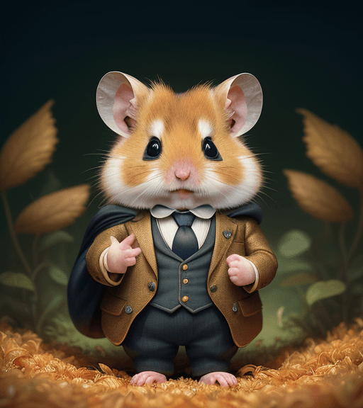 AI generated: very beautiful portrait of an extremely cute and adorable golden hamster who is waving goodbye after...