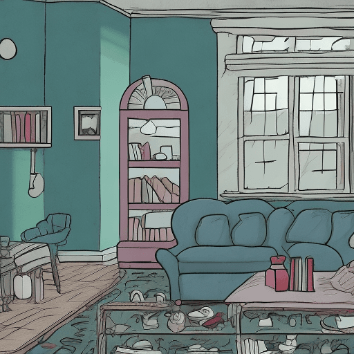 AI generated: A process of an uncomfortable room transforming into a cozy room, cartoon style, widescreen