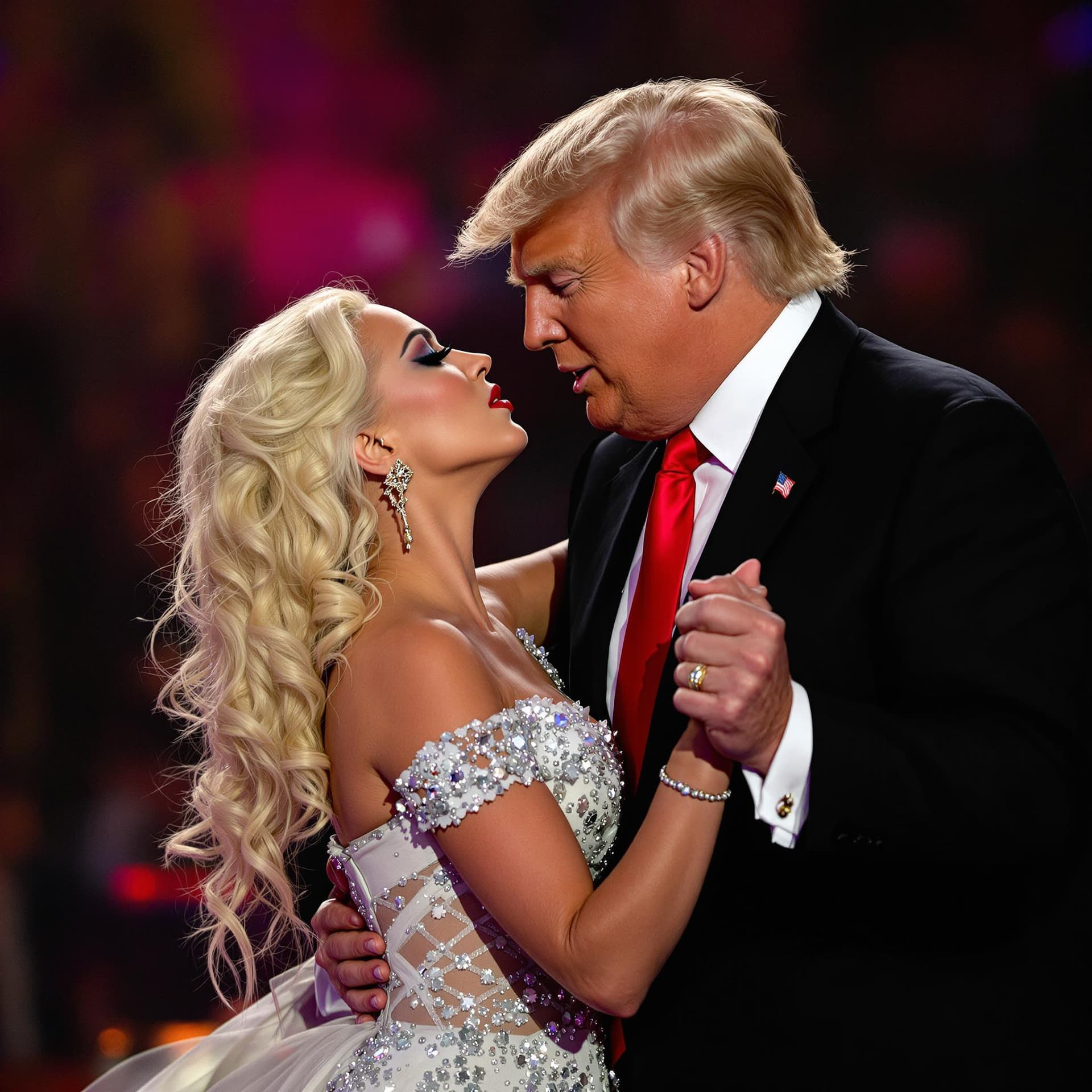 AI generated: Trump is dancing with lady Gaga 