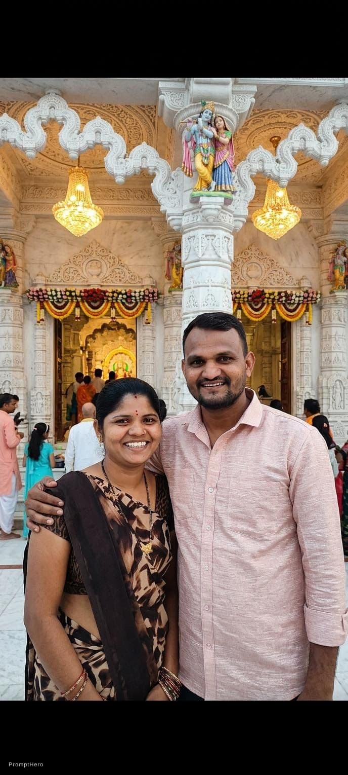 AI generated: Beautiful and brindavan temple with original face