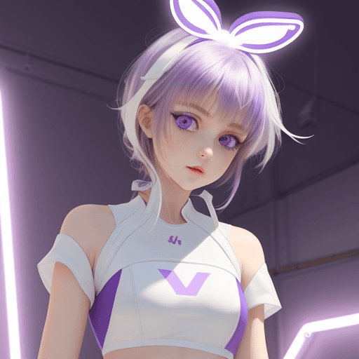 AI generated: Neon white game  violet binkin