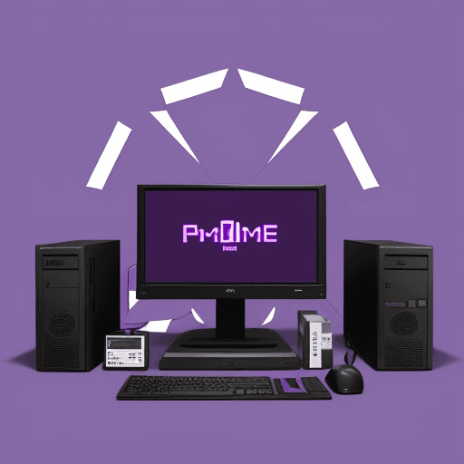 AI generated: purple logotype of computer club PRIME minimalistic