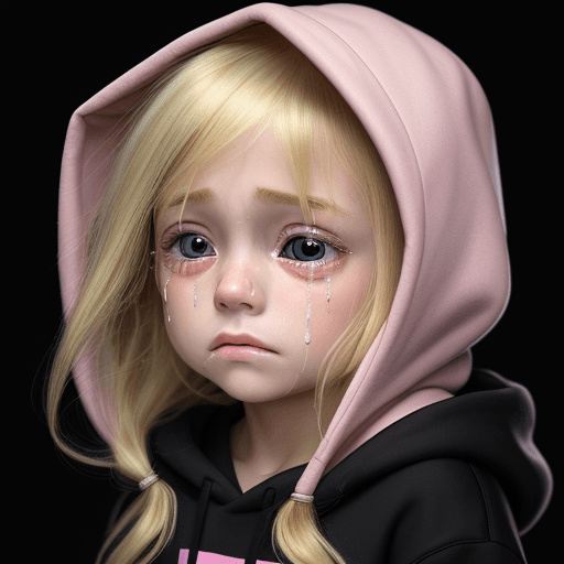 AI generated: masterpiece, best quality,a sad blonde little girl with blonde hair crying with tears wearing pink h...