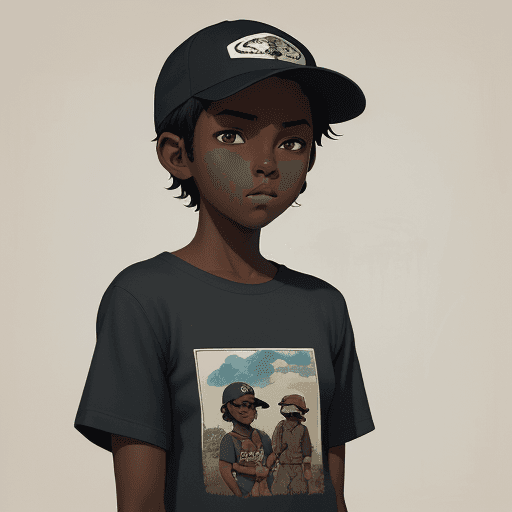 AI generated: 1boy, solo, dark skin, dark-skinned female, upper body, baseball cap, t-shirt, tomboymasterpiece, ar...