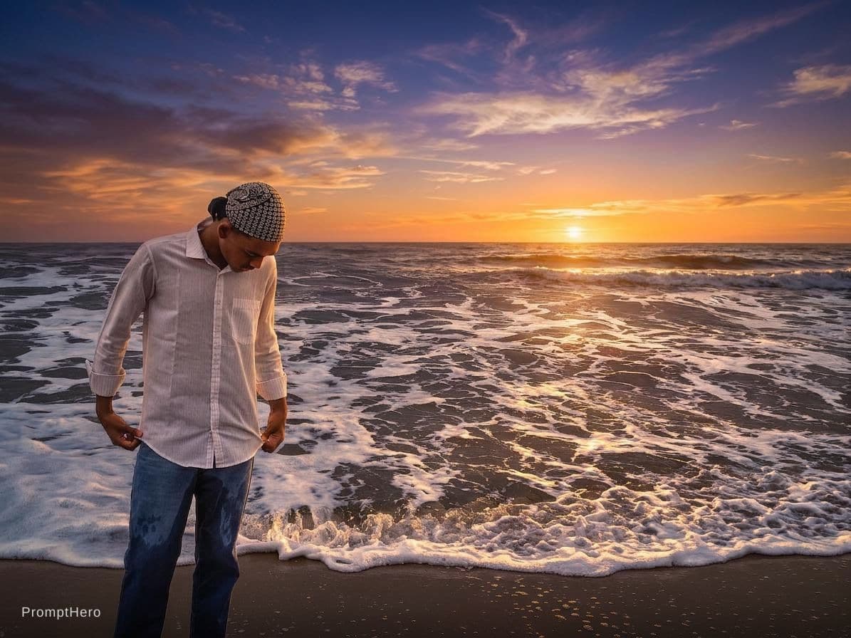 AI generated: Sunset view in background 