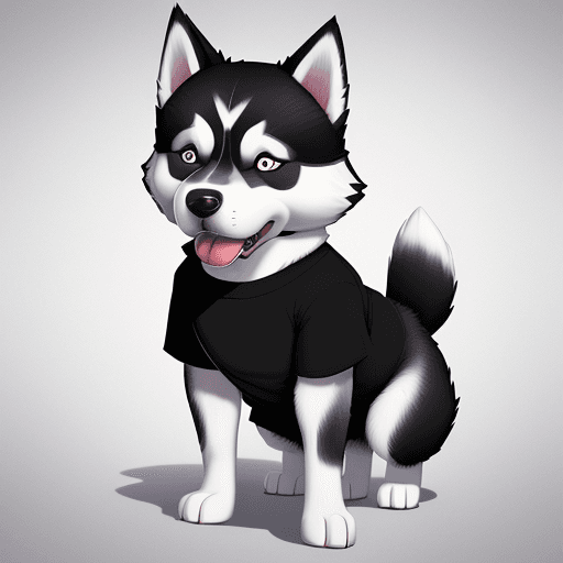 AI generated: Create a captivating illustration of a cartoon dog wearing trendy shorts with a plain black t-shirt....