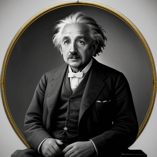 AI generated: High resolution Albert Einstein photo, his suit should be white with gold, it should look very impre...