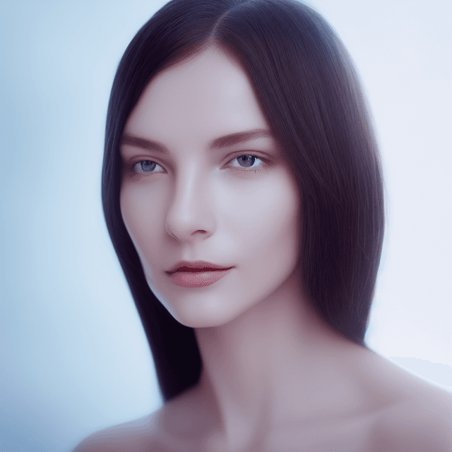 AI generated: ethereal and clean portrait of a woman character Unreal Engine 5, pristine glass-like face skin qual...