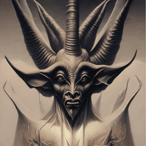 AI generated: ethereal deity Baphomet, divine symmetry, sacred geometry by Wayne Barlowe, by Greg Rutkowski, by Zd...