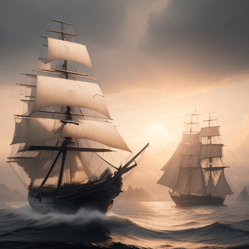 AI generated: Photo of a ultra realistic sailing ship, dramatic light, pale sunrise, cinematic lighting, battered,...