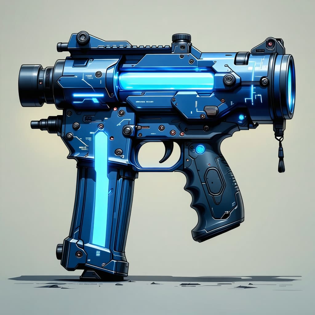 AI generated: Design a clearly fictional, bulky barrel design alien space weapon for Our’World. Far from the origi...