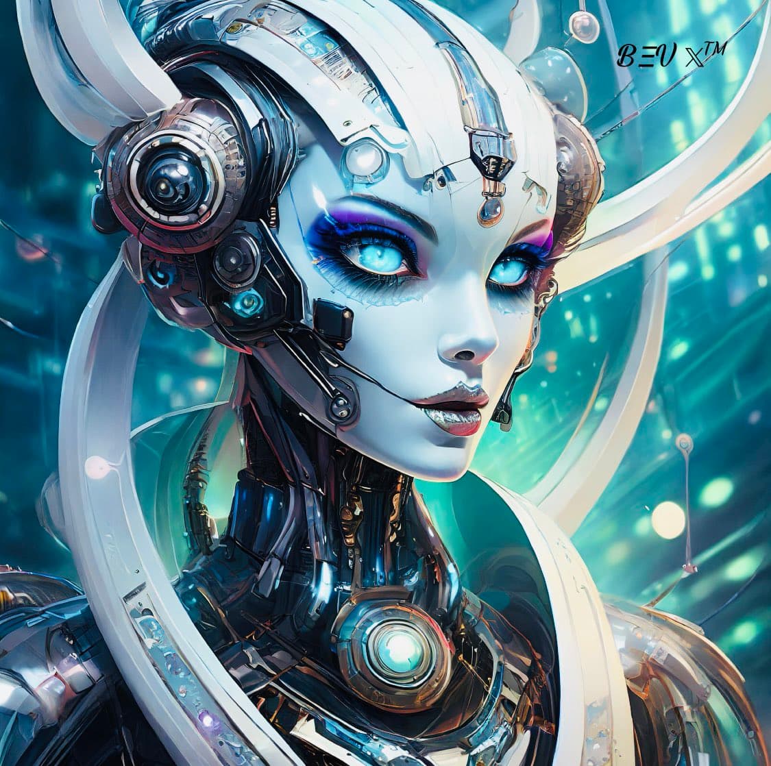 AI generated: disney weta portrait, soft lustrous biotech raver white goth clowncore zombie cyborg, bling, hi - fr...
