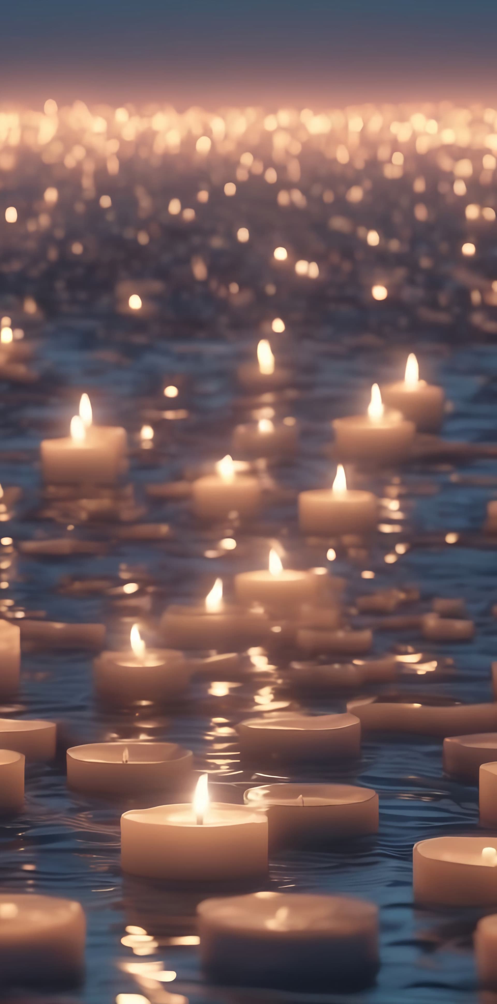 AI generated:  Ocean of candles different forms, at the cold dawn